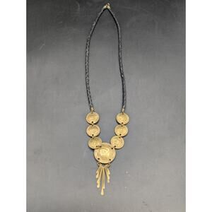 Vintage Peruvian Coin Necklace 1974 Un Sol De Oro Vicuña Llama Boho Jewelry